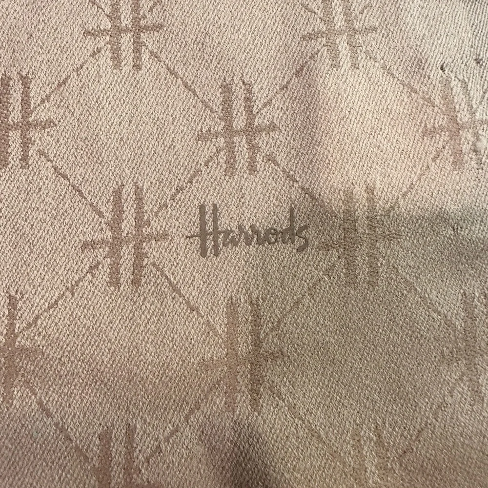 Harrods Beige Logo Jacquard Scarf